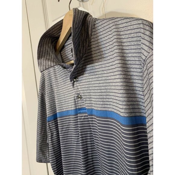 Ben Hogan Performance Polo Mens Casual Shirt White Short Sleeve‎ Sz L Gray Blue - Picture 6 of 8